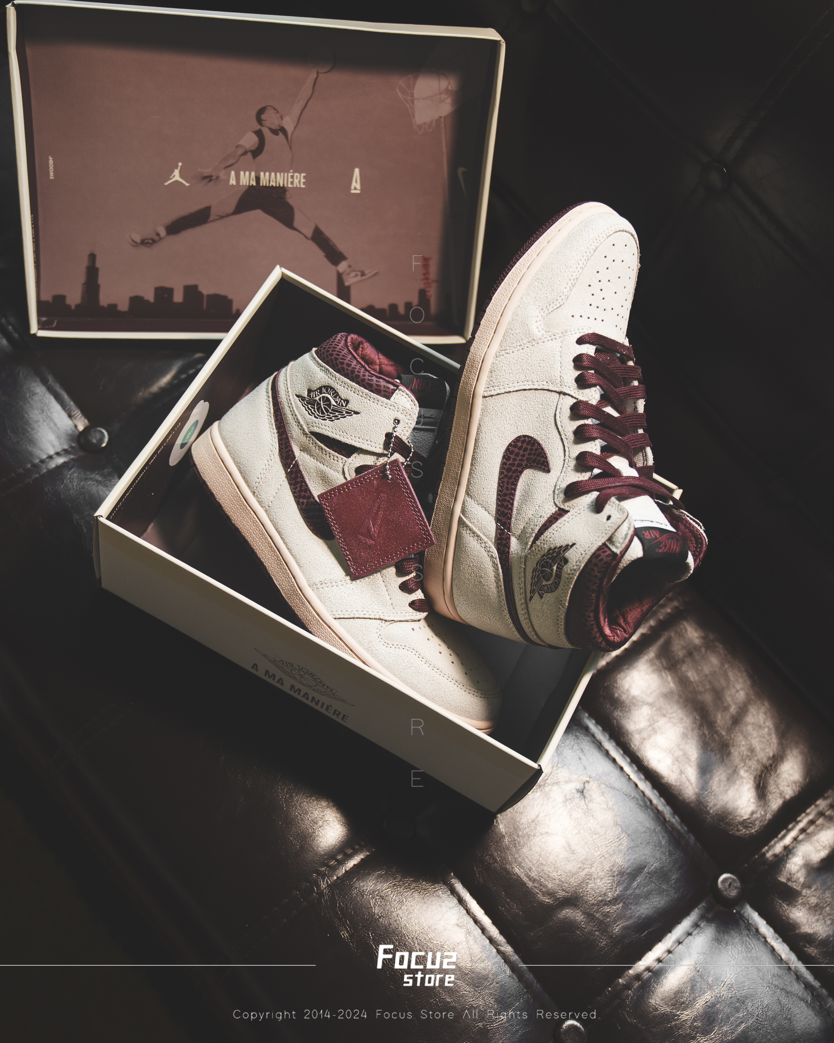 【Focus Store】預購 A ma maniere x Nike Air Jordan 1 High OG "Sail and burgundy" 勃根地酒紅 蛇紋 DO7097-100
