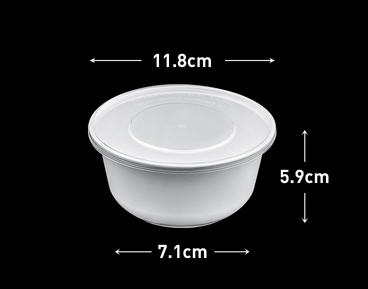 熱賣（450套裝）一次性帶蓋圓形速食打包盒(乳白色）（規格：450ml）（尺寸：11.8cm*5.9cm*7.1cm）