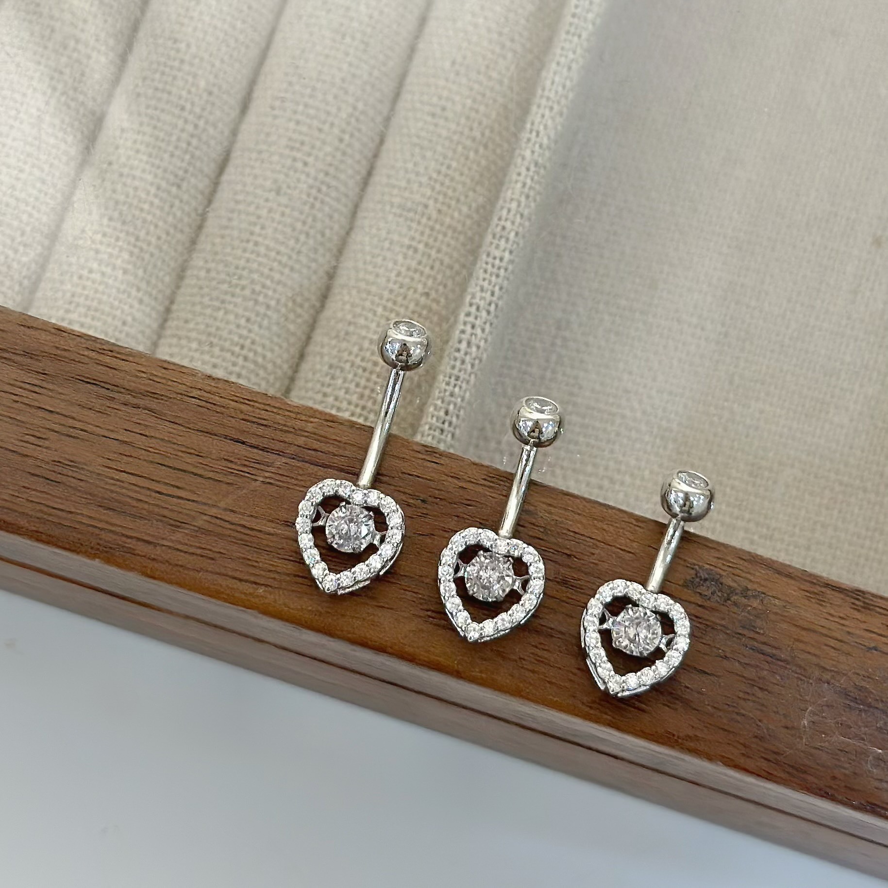 【純銀】排鑽愛心靈動肚環