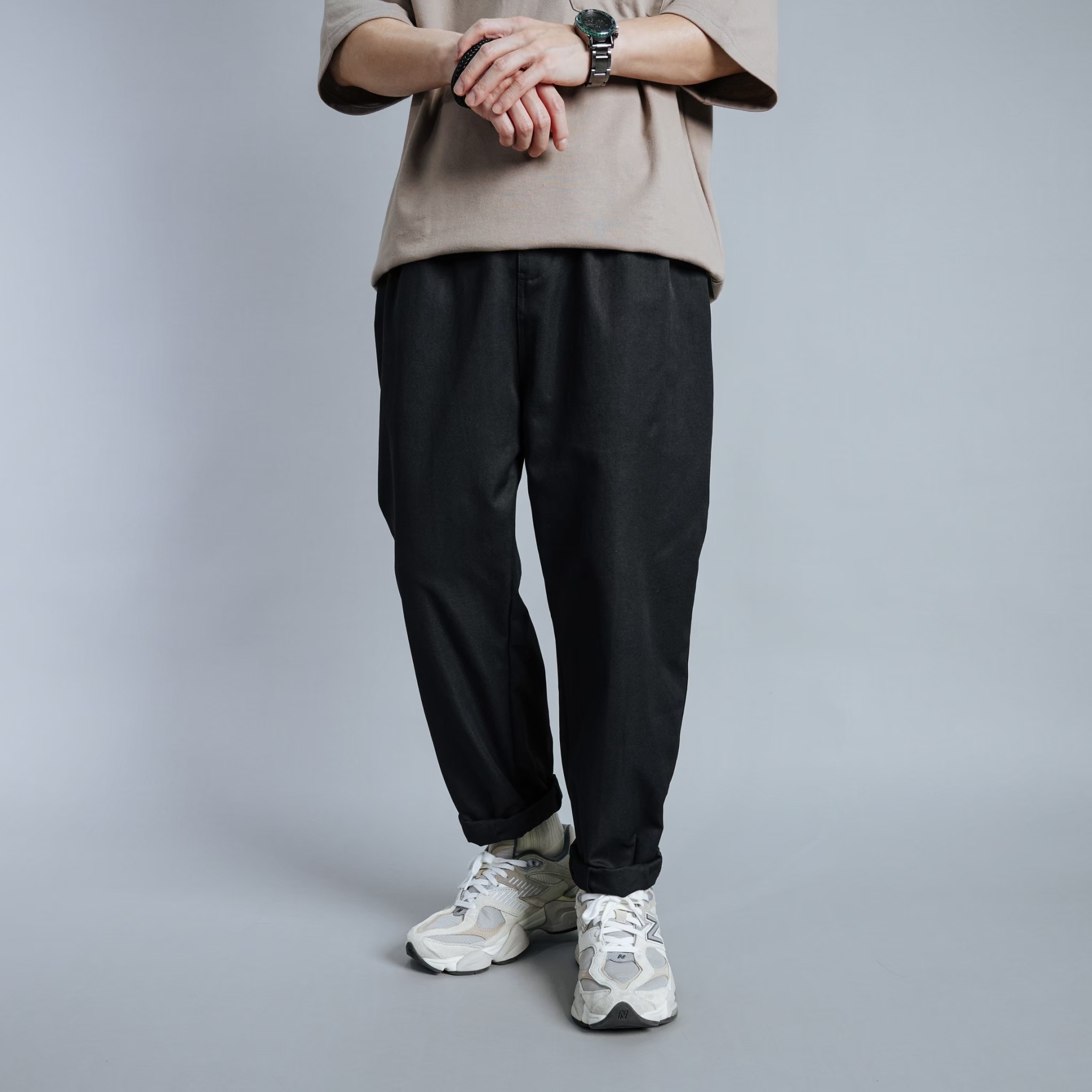 SBG 厚磅微彈日系繭型褲 051