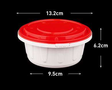 熱賣（200套裝）一次性速食打包盒（鎖扣紅蓋款）（尺寸：13.2cm*6.2cm*9.5cm/容量520ml）