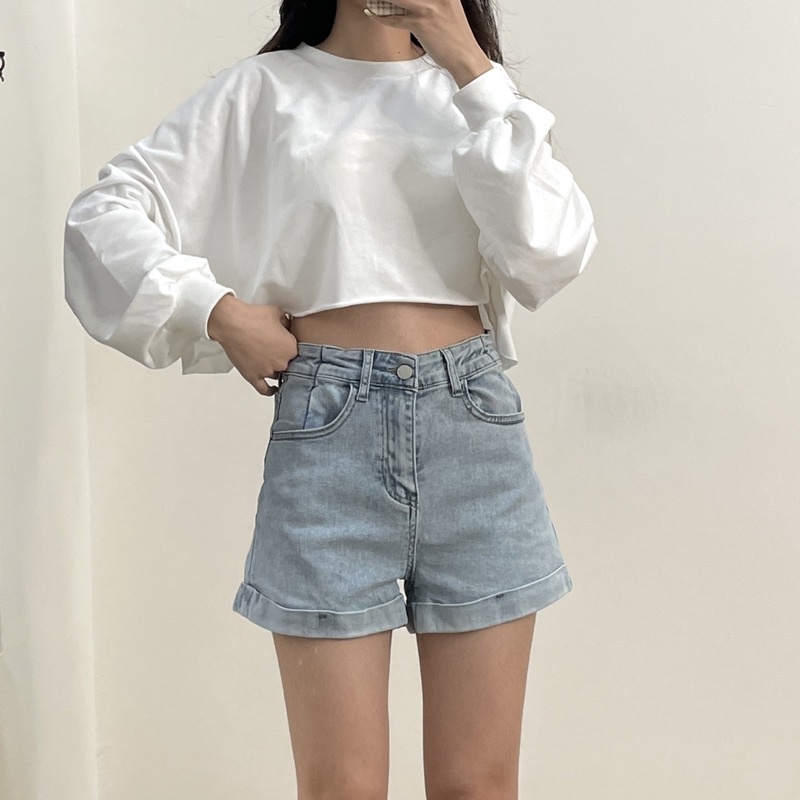 超彈🔥高腰A字反折牛仔短褲(4色/S-XL)