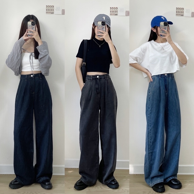 ”獨家自訂”梨形友善薄料水洗牛仔落地寬褲(3色/S-L)