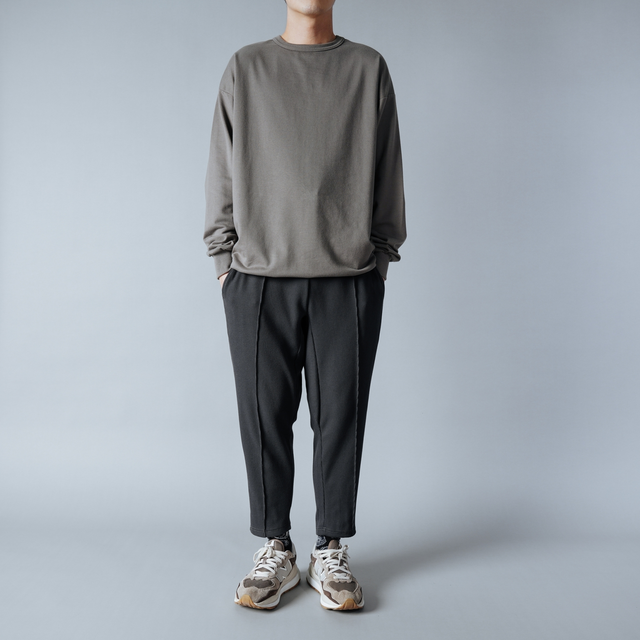 SBG 華夫格3D剪裁上寬下窄九分褲 1014