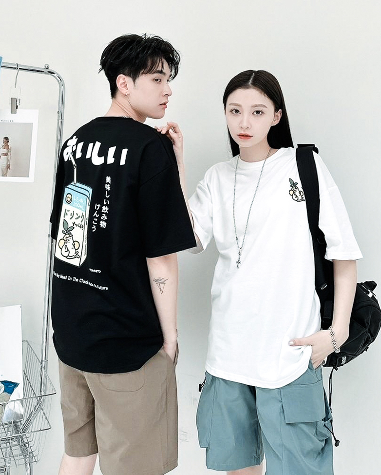 おぃしぃ柚子貓飲料日式印花短Tee