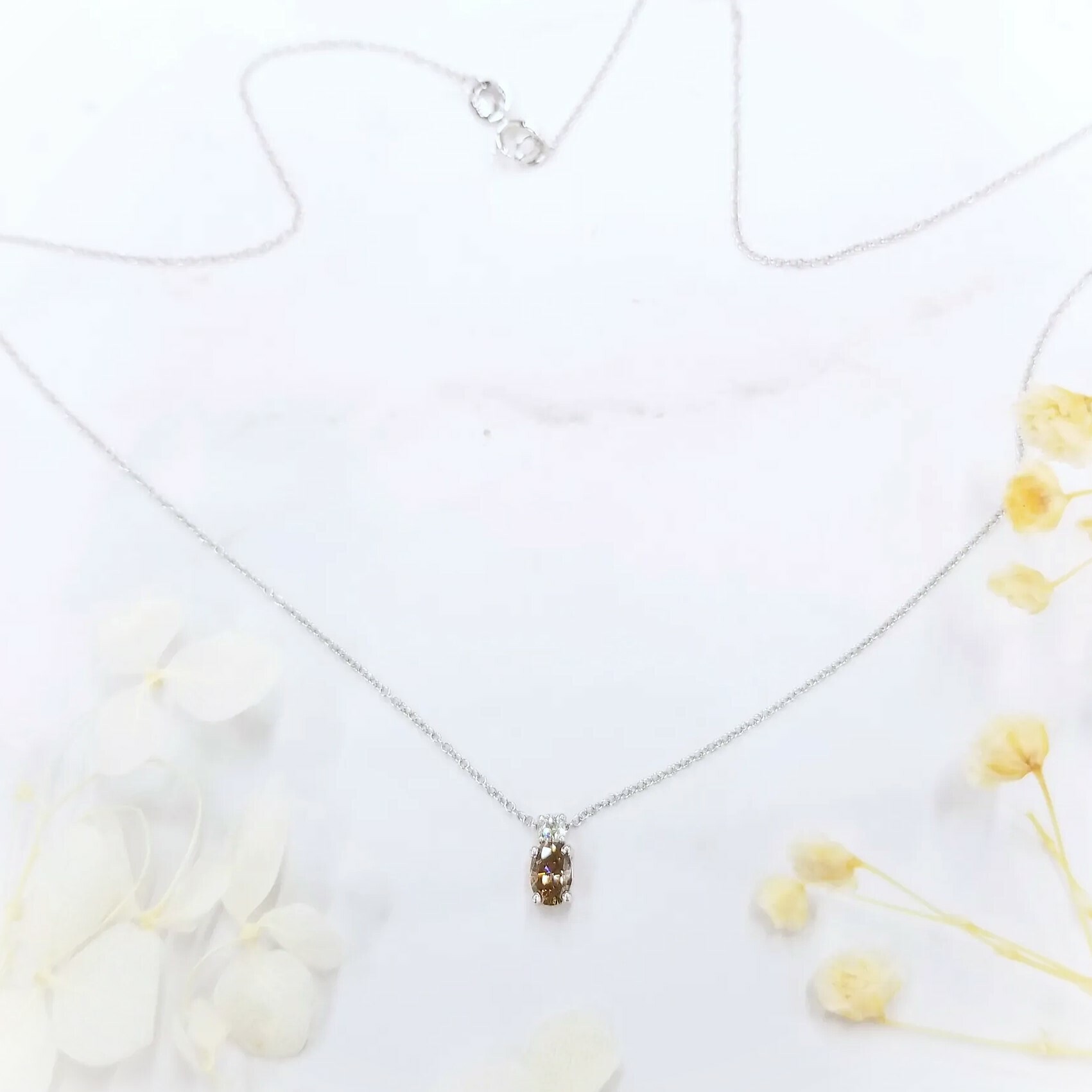 全新18K白金38份鑽石頸鍊