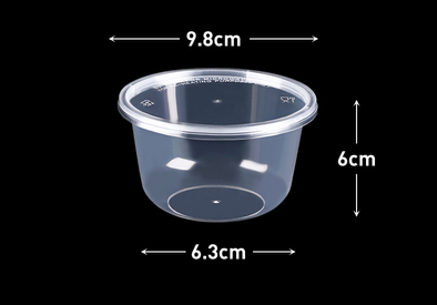 熱賣（600套裝）一次性速食打包盒（加厚透明款）（尺寸：9.8cm*6cm*6.3cm/容量320ml）