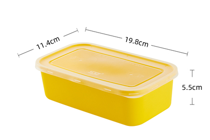 熱賣（150套裝）一次性方形帶蓋外賣打包盒（黃色）（規格：1000ml）（尺寸：11.4cm*19.8cm*5.5cm）