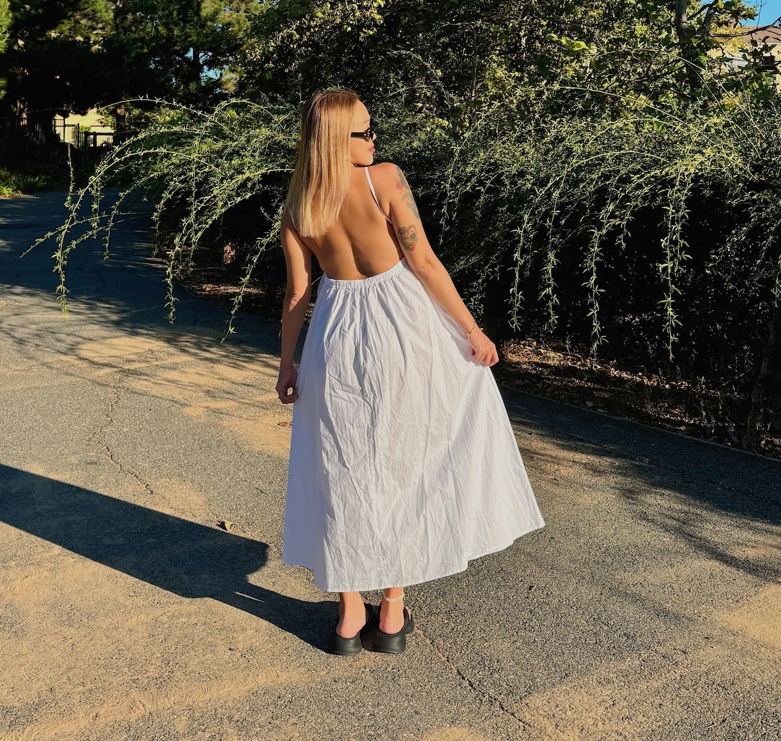 渡假感白色長洋裝