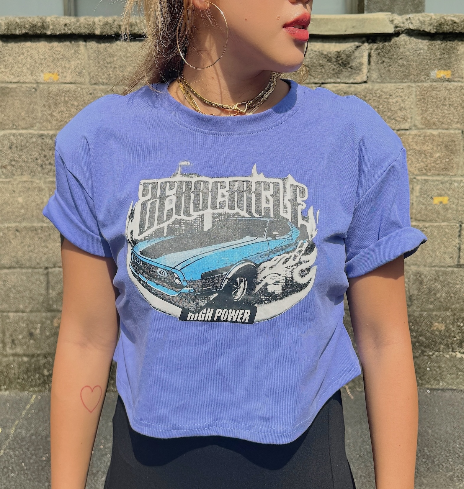 美式跑車火焰短版T(2色)