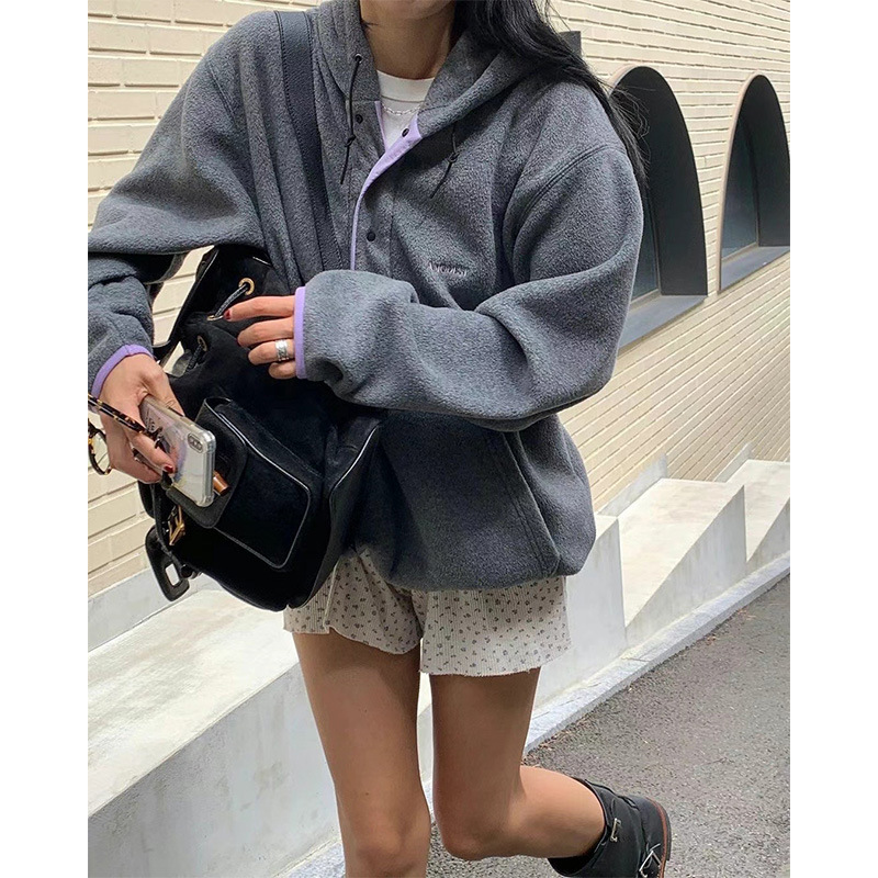 modest mood 🇰🇷 - 抓毛絨連帽拼色衛衣