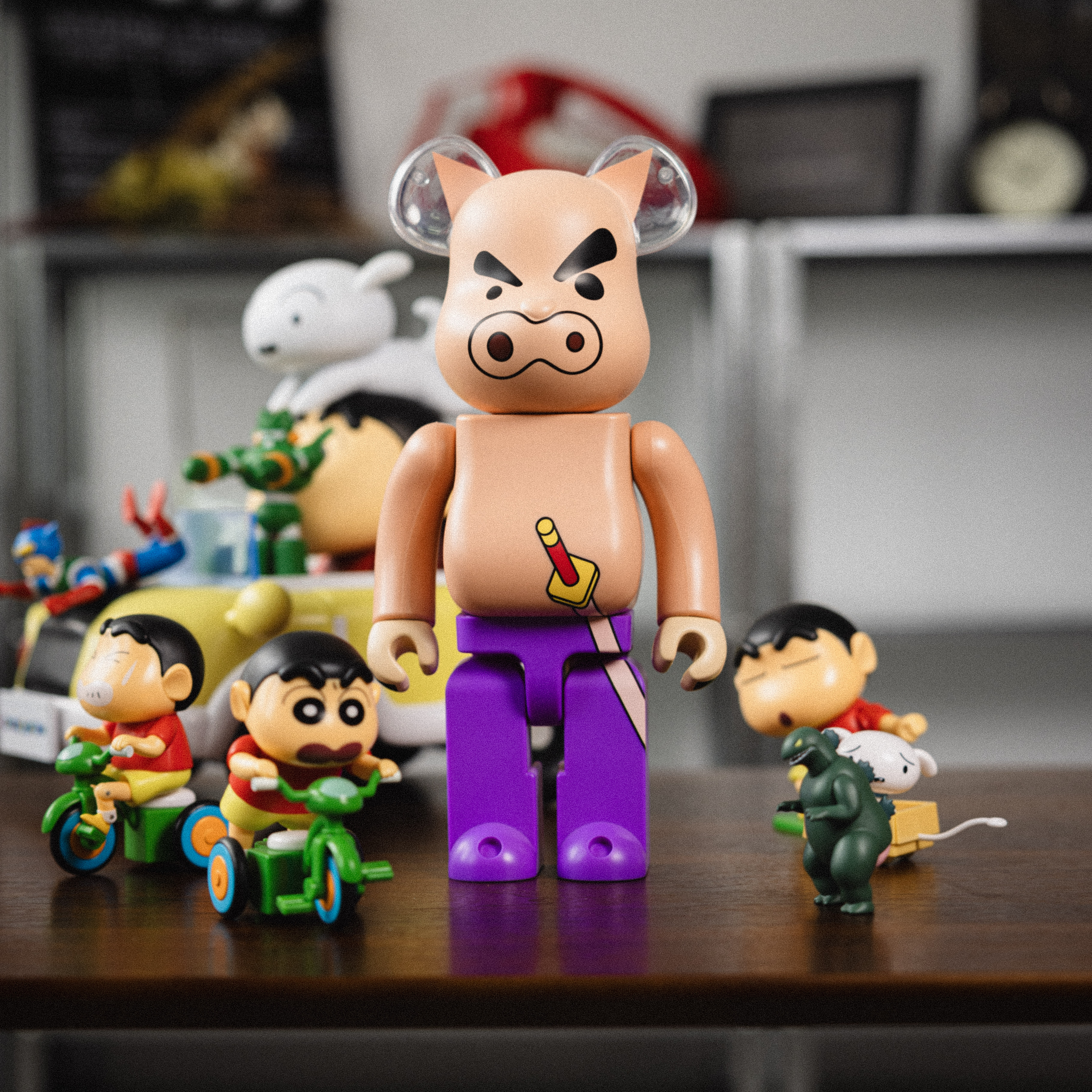 -(E5a)-BE@RBRICK 400％ ぶりぶり左衛門 蠟筆小新 不理不理肥嘟嘟左衛門