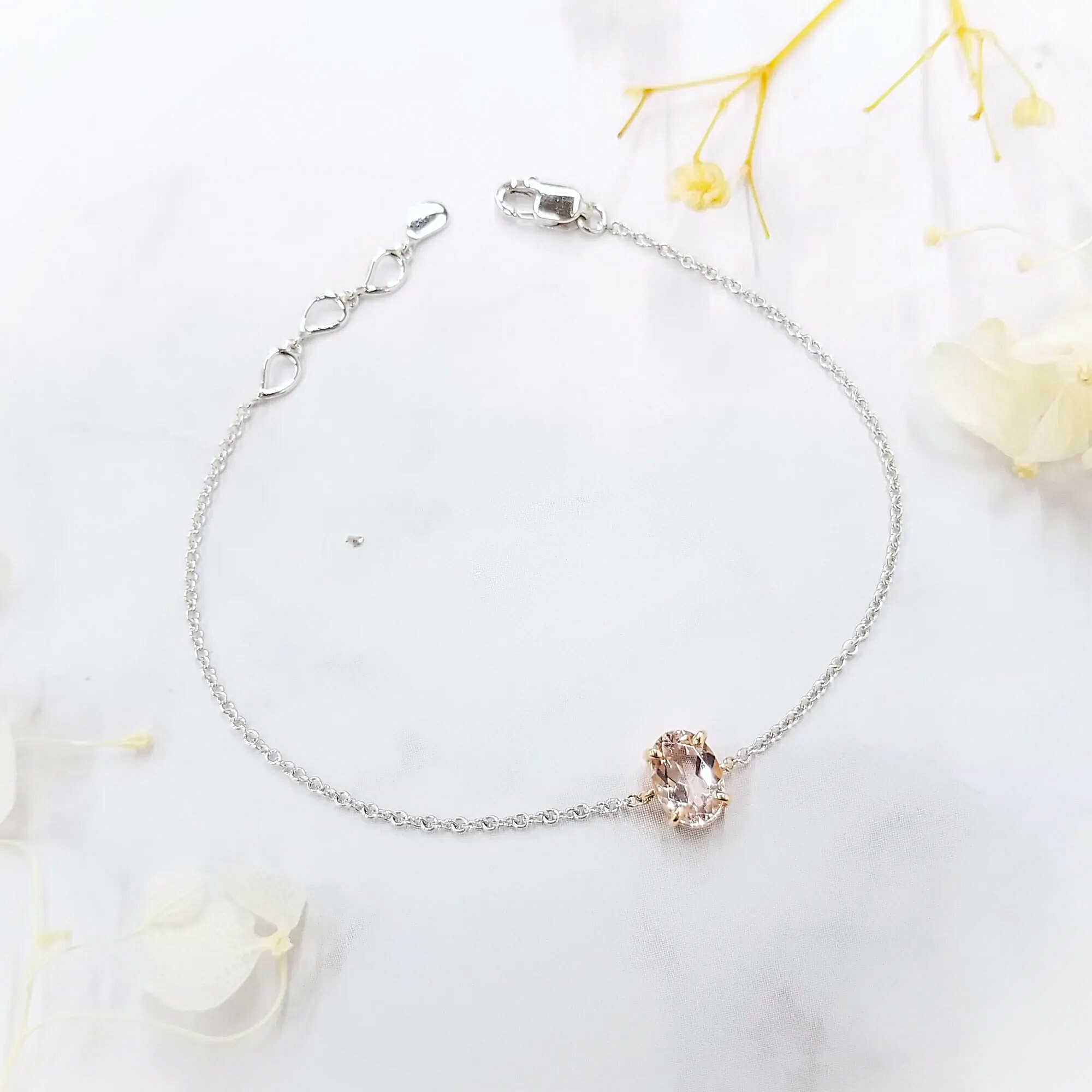 18K Gold Pink Quartz Bracelet