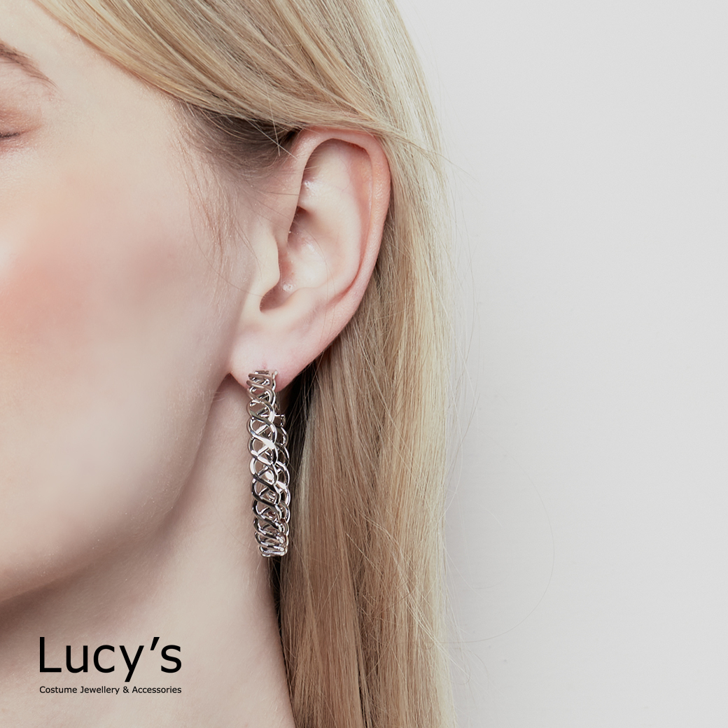 大圈麻花辮 圈型耳環 (二色) (115864/115865)