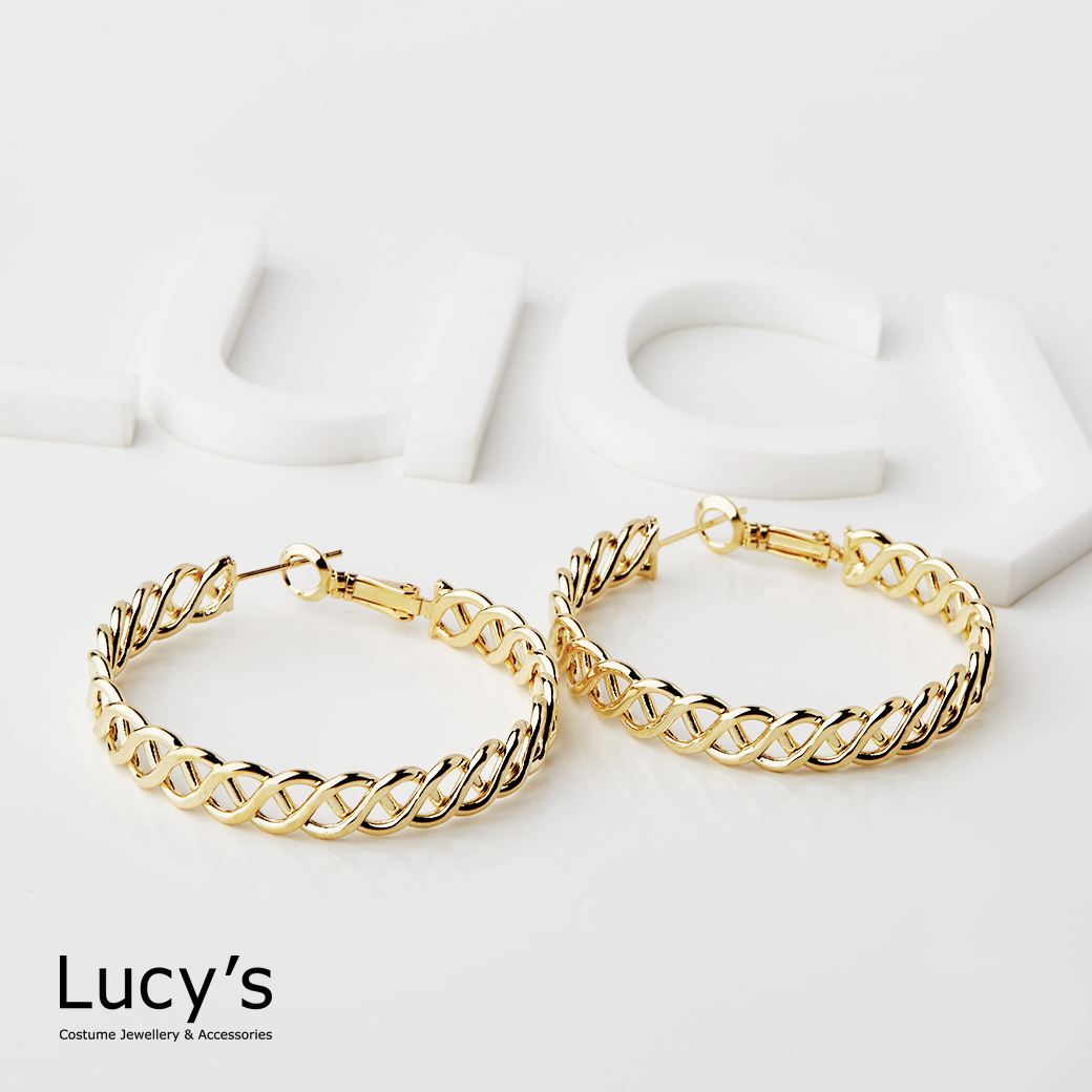 大圈麻花辮 圈型耳環 (二色) (115864/115865)