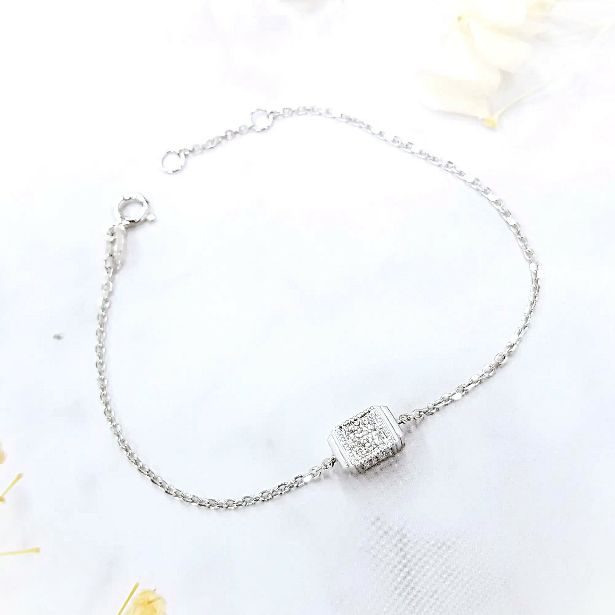 全新18K白金34份鑽石手鍊