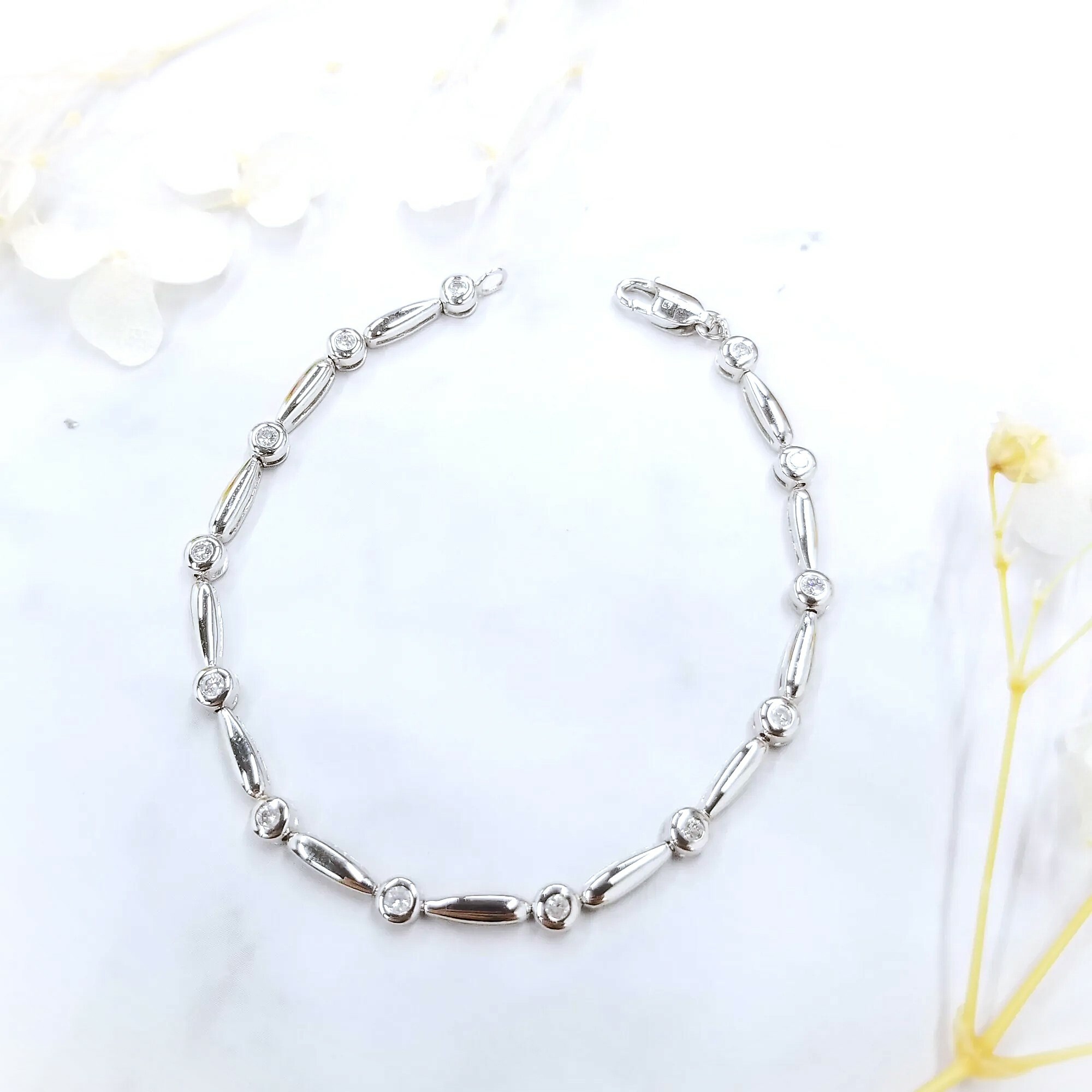 全新18K白金20份鑽石手鍊