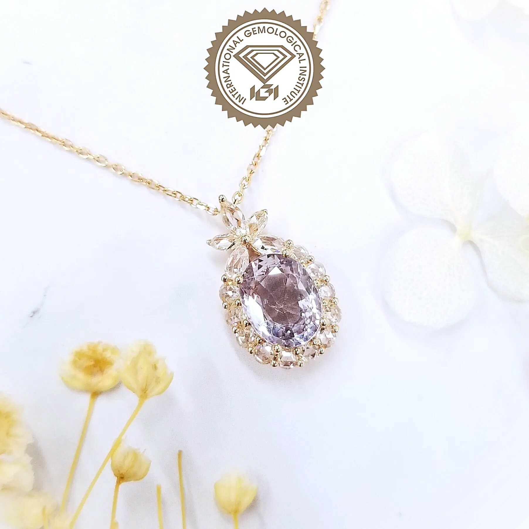18K Rose Gold 1.85ct Sapphire and Diamond Pendent