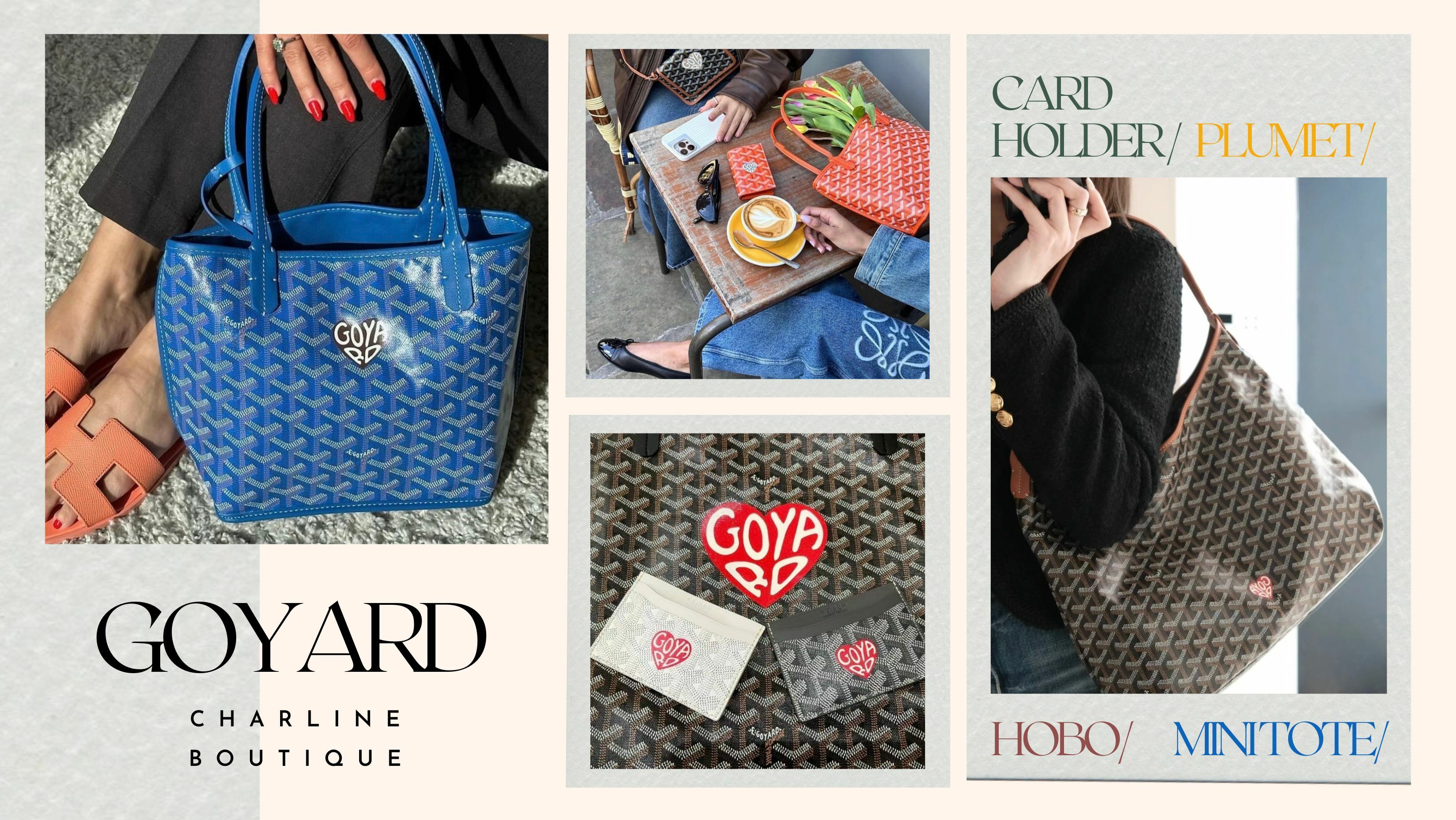 數百年老字號皮具店，除了Hermès和Delvaux之外，Goyard在時尚界也有著崇高地位。創立於1853年法國巴黎的皮具品牌Goyard，至今已有170 年的歷史，比同在巴黎創立的Louis Vuitton 更悠久。這百年老牌，從不打廣告，也不找明星代言，加上在世界各地的專賣店相對少，於是這個低調又神秘的品牌成為大家的心頭好！近幾年經典款已不再滿足大家，因此不易撞款的限定款式成為時尚達人另一波追捧的風潮，今天就讓我們好好來為大家介紹今天的主角Goyard愛心彩繪限定商品的熱門款式，愛心更分為大愛心跟小愛心，以下就讓我們來看看有什麼！