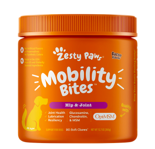 Zesty Paws-  犬用關節護理咀嚼片 ( 煙肉味/鴨 肉 味 ) 90片 - 360g