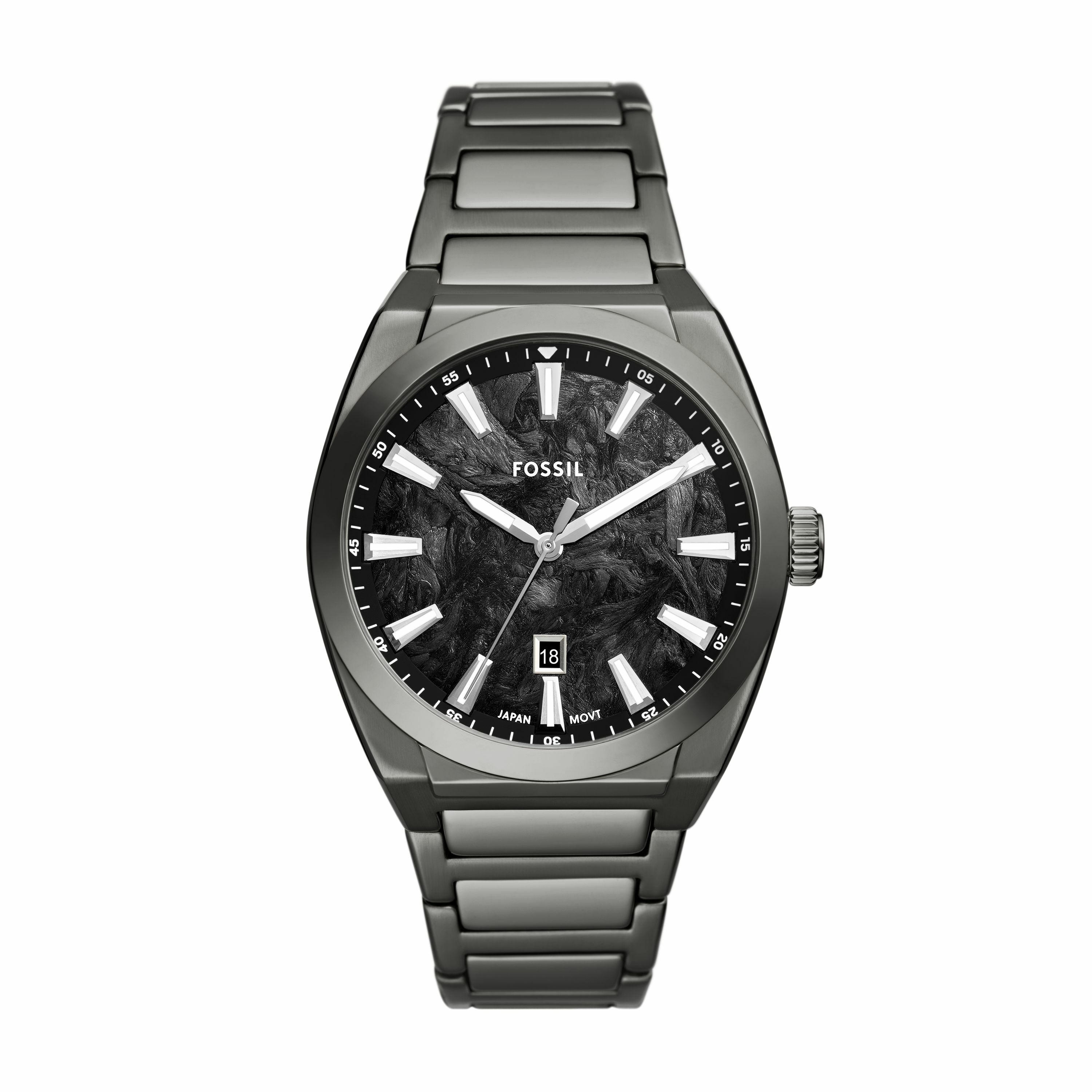 Everett 極簡礦黑手錶 鐵灰色不鏽鋼鍊帶 42MM FS6075