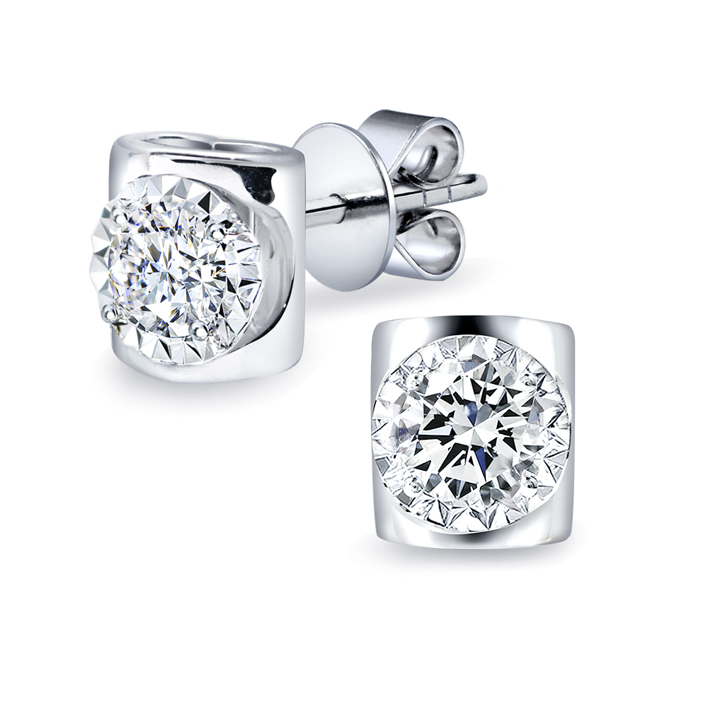 60分14K金心心相映鑽石耳環