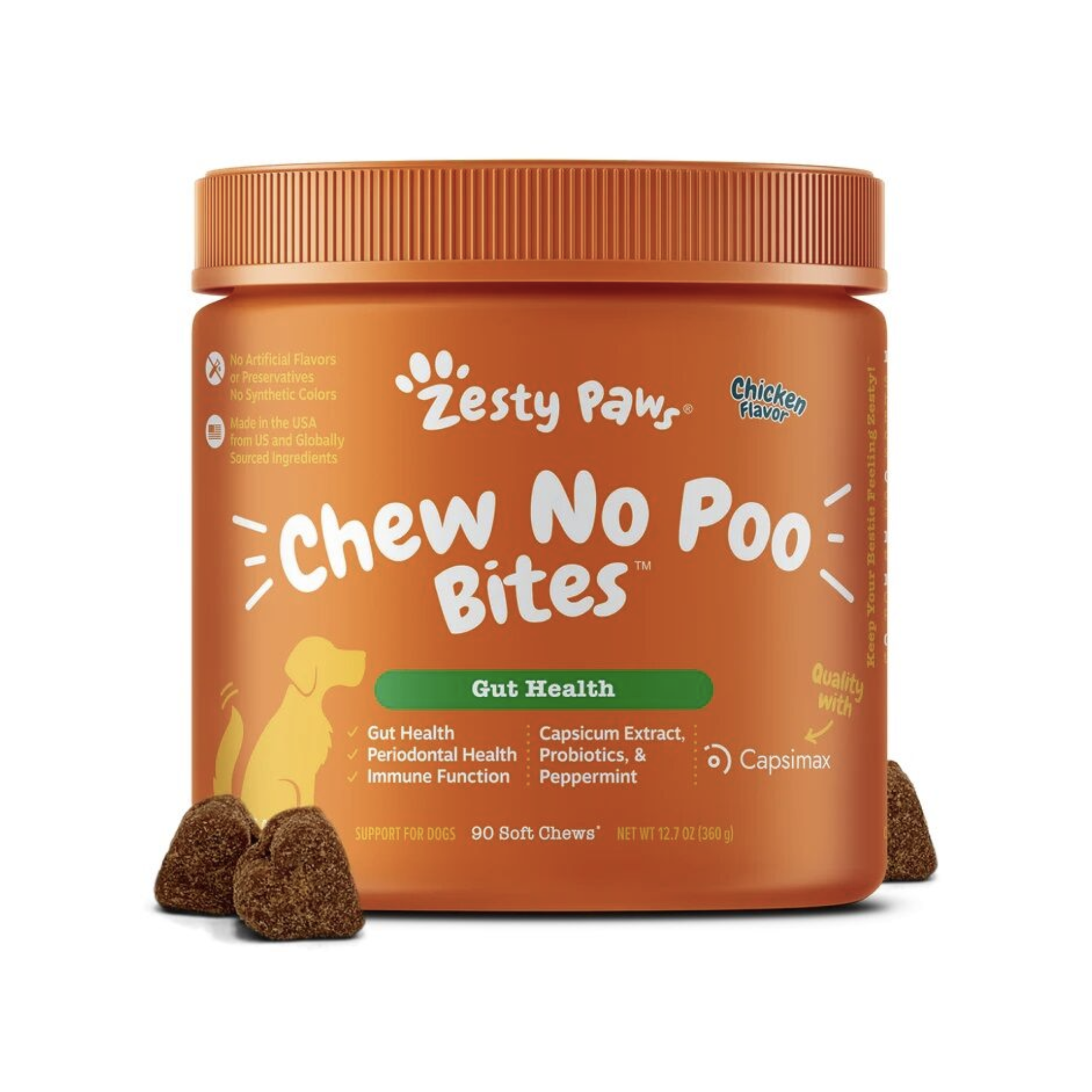 Zesty Paws - 犬用皮膚健康 - 防吃便便咀嚼軟粒 (雞肉味 ) 90片