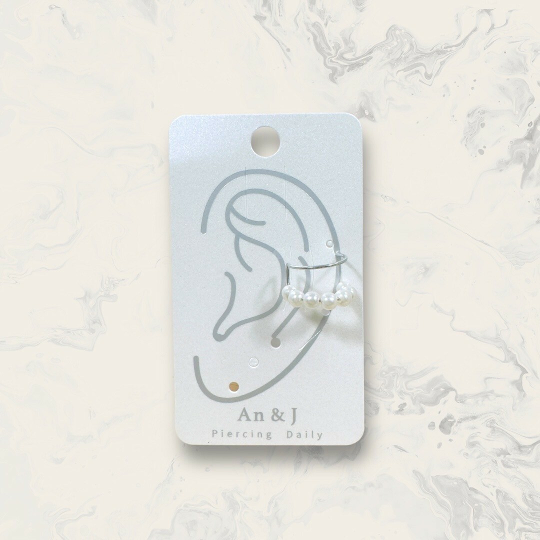 韓國直送耳骨夾 雙線 排列珍珠+素線