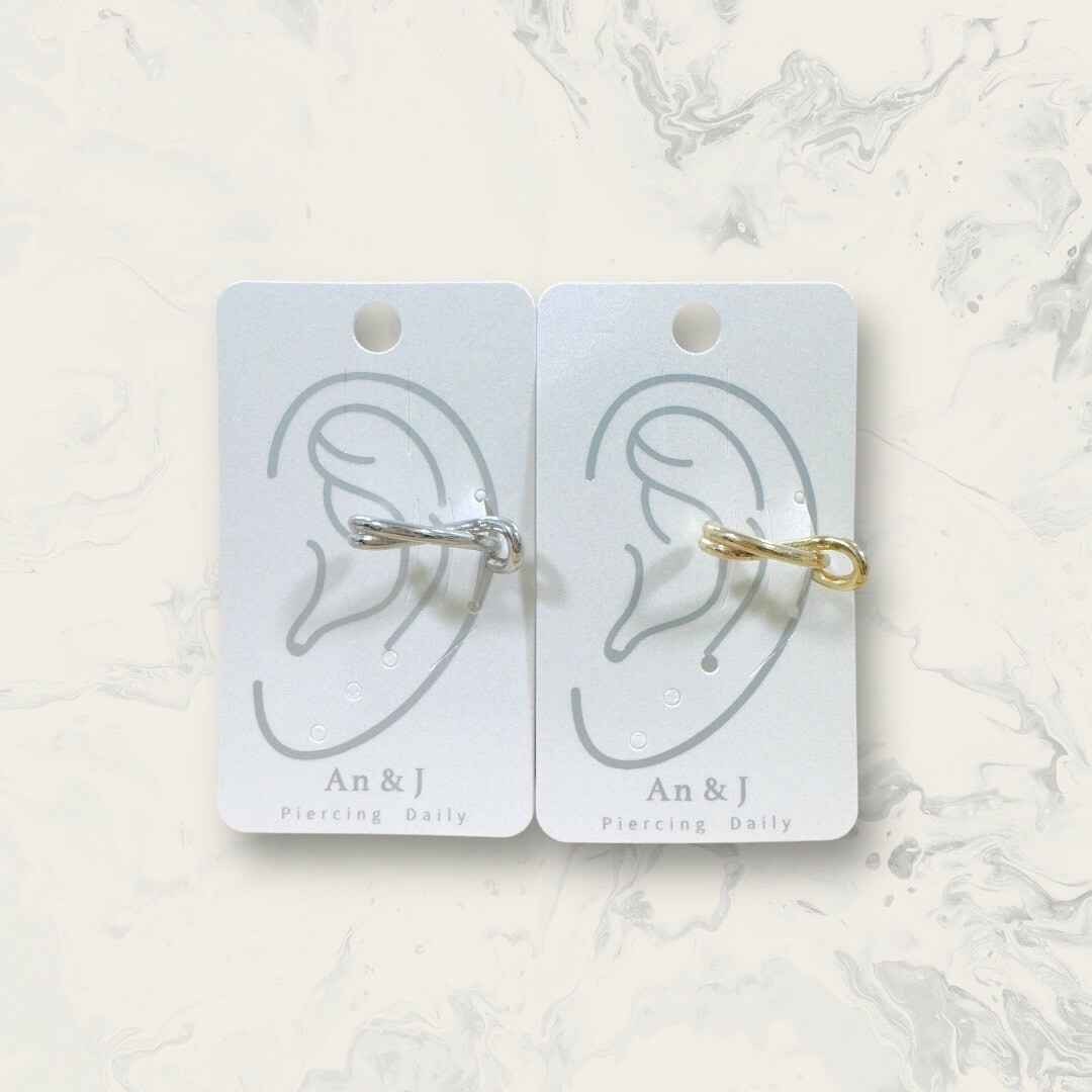 韓國直送耳骨夾 長形雙曲線