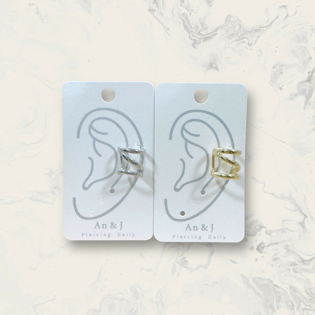 韓國直送耳骨夾 寬版 上下線中斜線