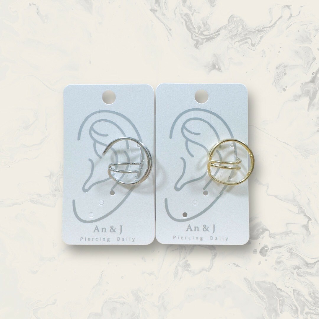 韓國直送耳骨夾 中雙線外大雙線圓框