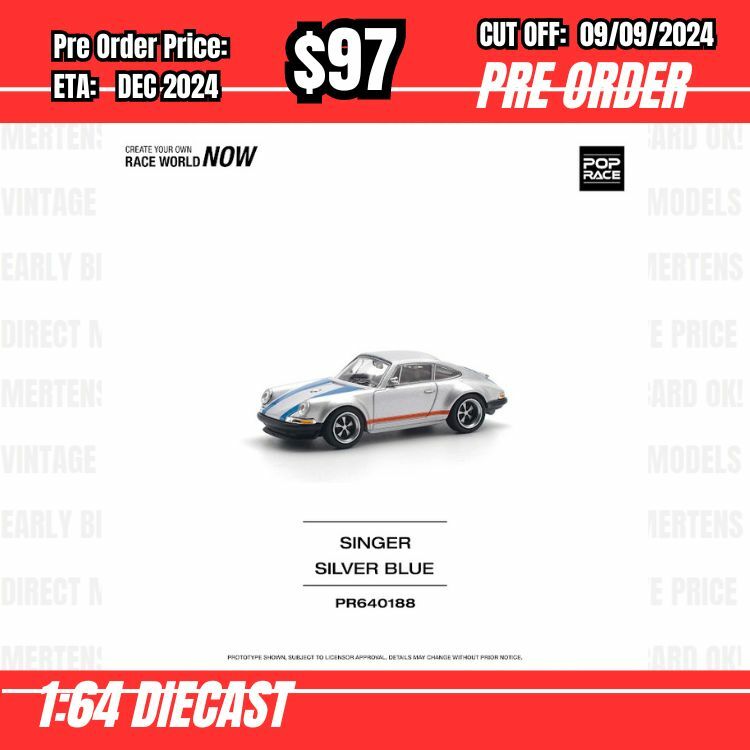 PO-$97  * Pop Rce * 1:64 SINGER SILVER/BLUE [OD28/08]