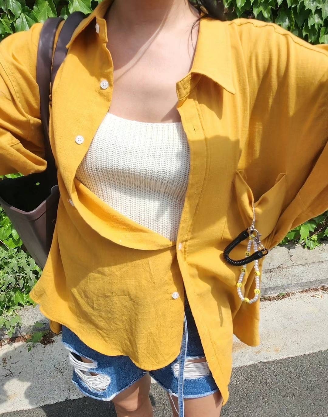 正韓爆款棉麻oversize襯衫