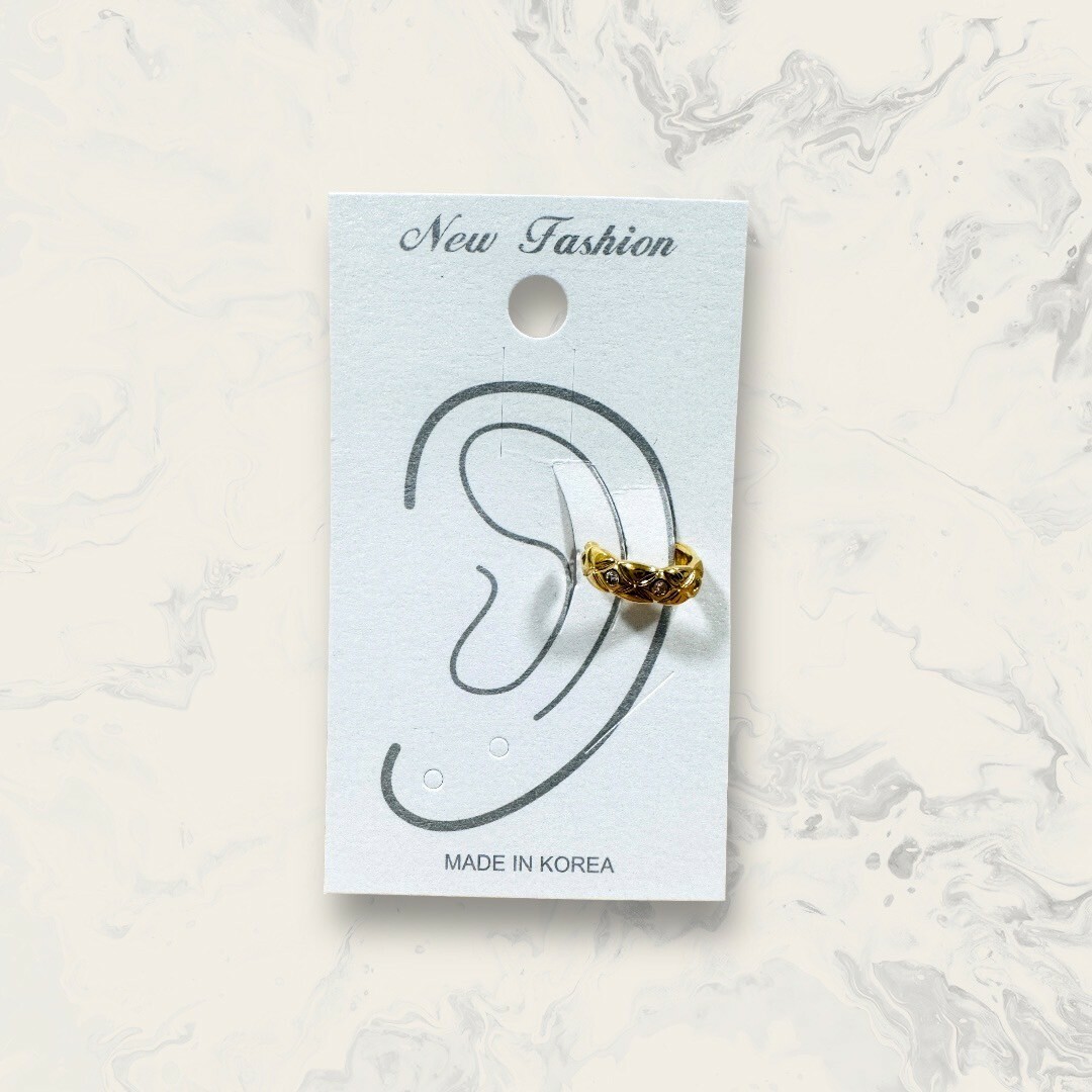 韓國直送耳骨夾 排列小鋯格紋圈 鍍14K