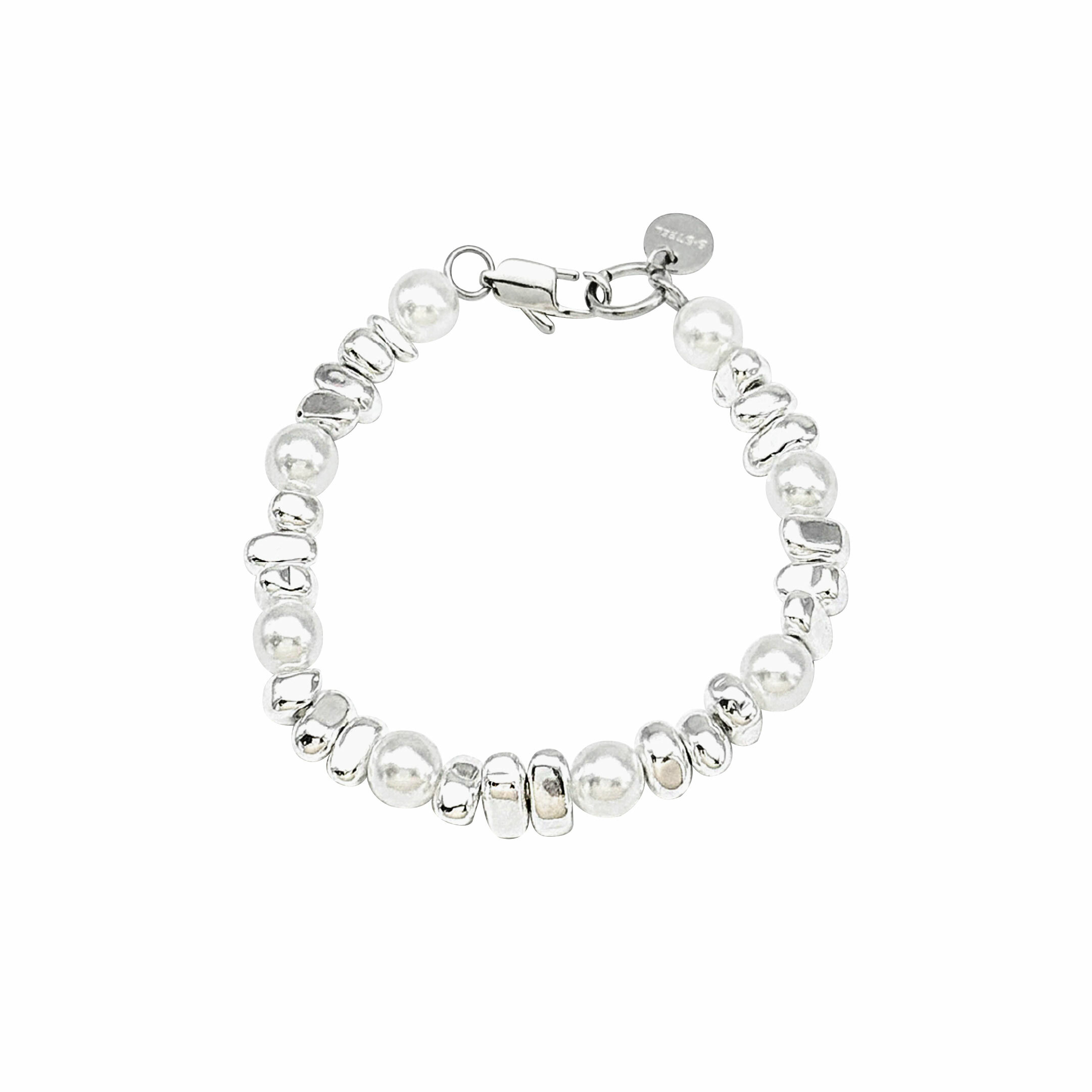 銀石珍珠・鋼飾手鍊 (GHX10082)