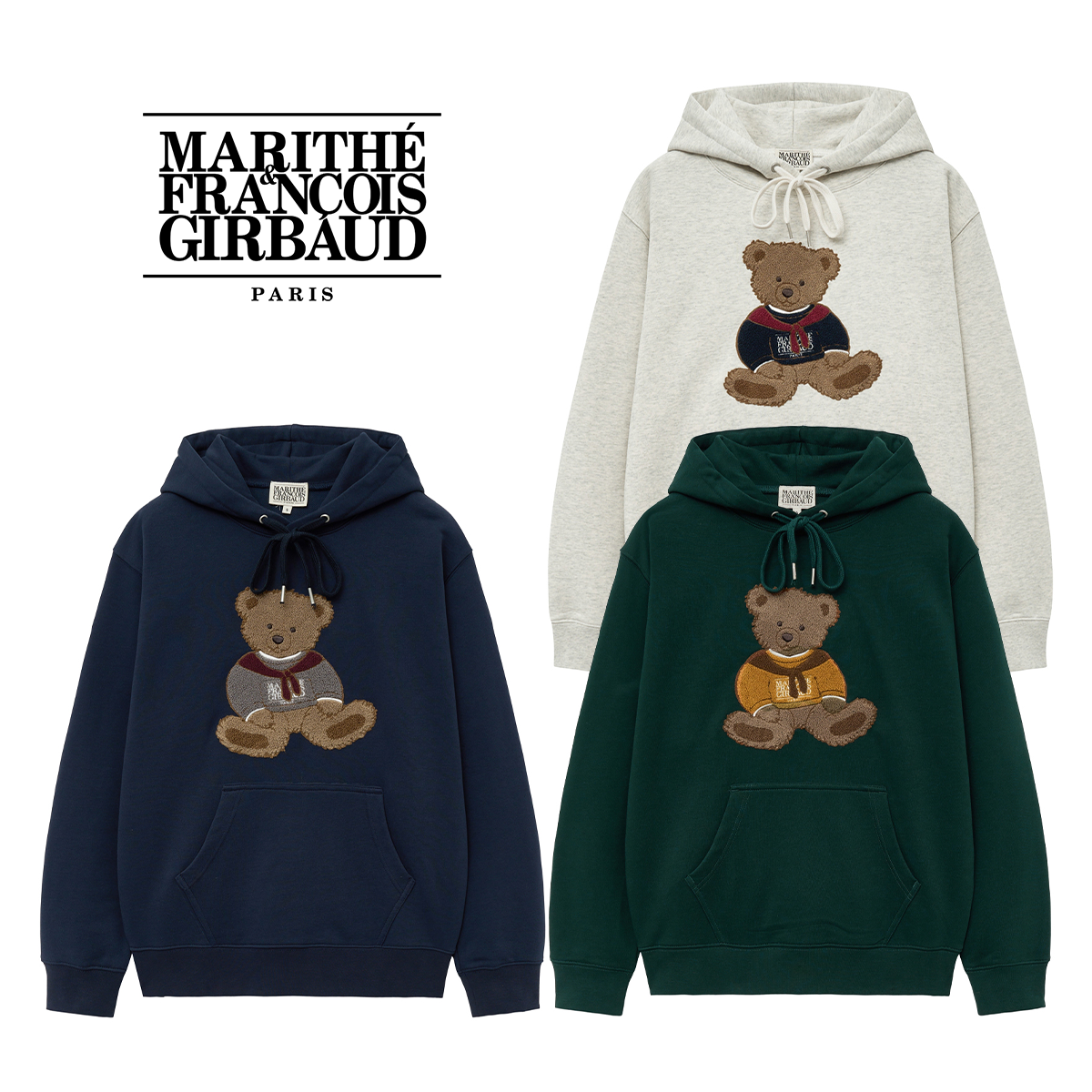 【現貨】韓國代購 Marithe Francois Girbaud 2024新款 MFG 毛絨 熊熊 帽T