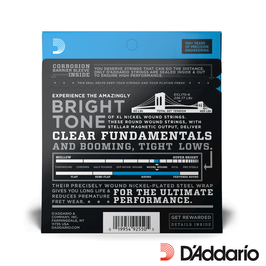 Daddario EXL 170-6 32/130 BASS弦 貝斯弦 6弦 鎳纏繞弦 公司貨