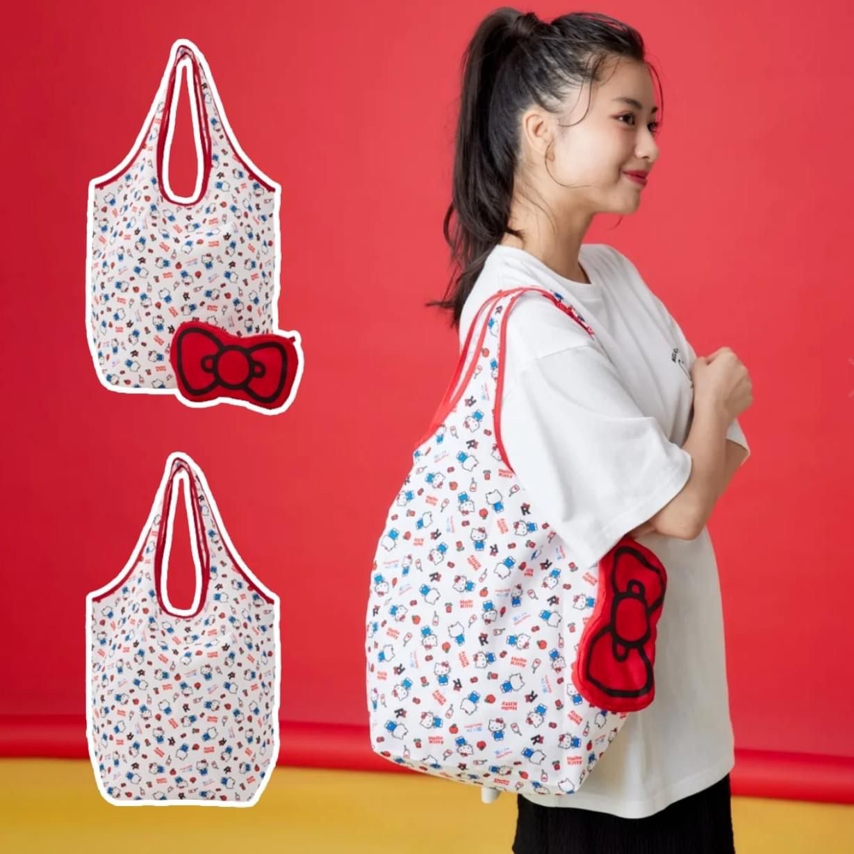 Hello Kitty大蝴蝶結單肩購物袋