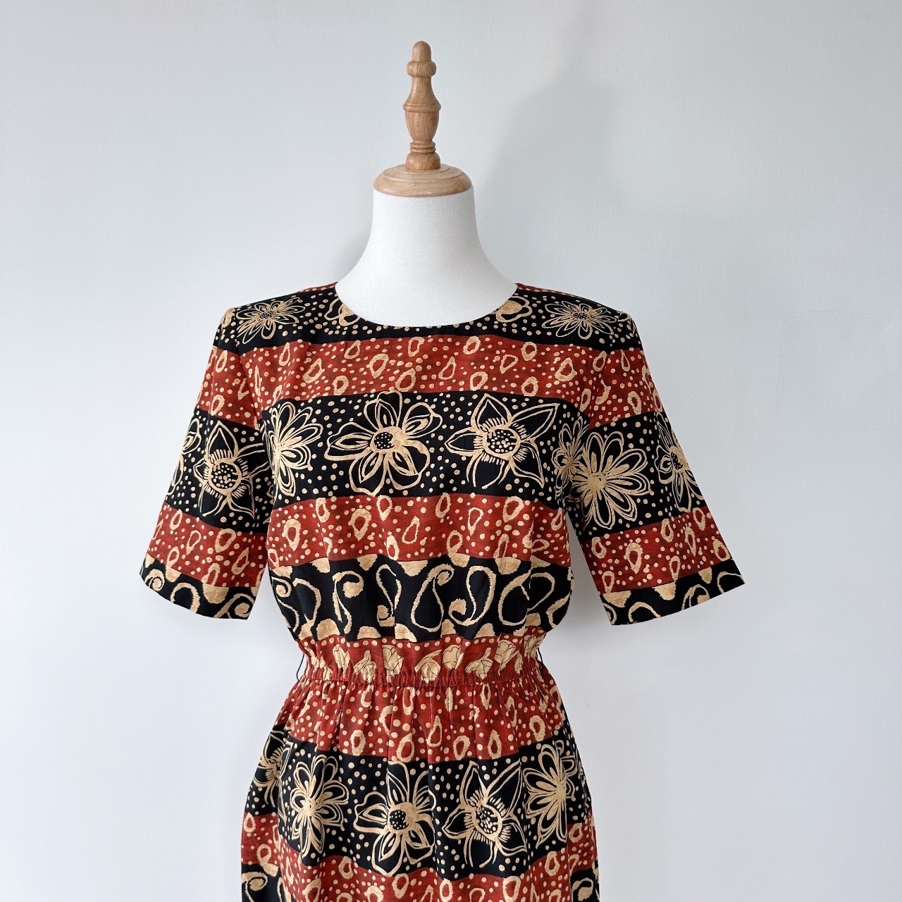 OBLADY 星空點點剪紙大花古着連身裙