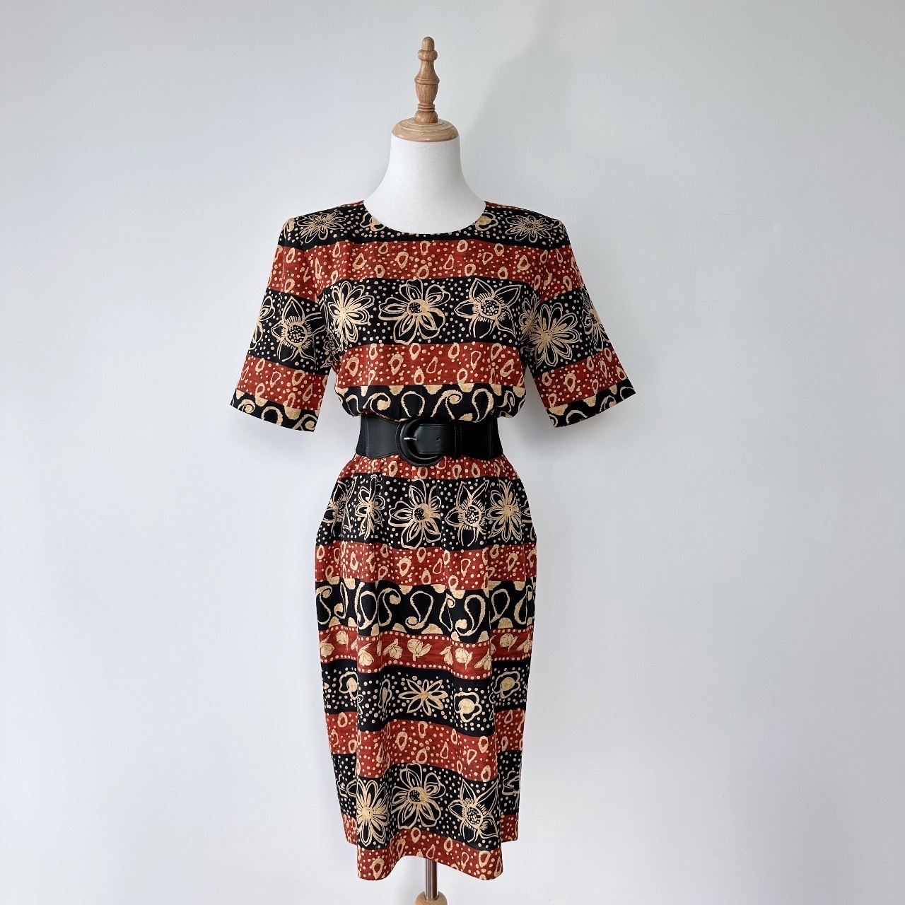 OBLADY 星空點點剪紙大花古着連身裙