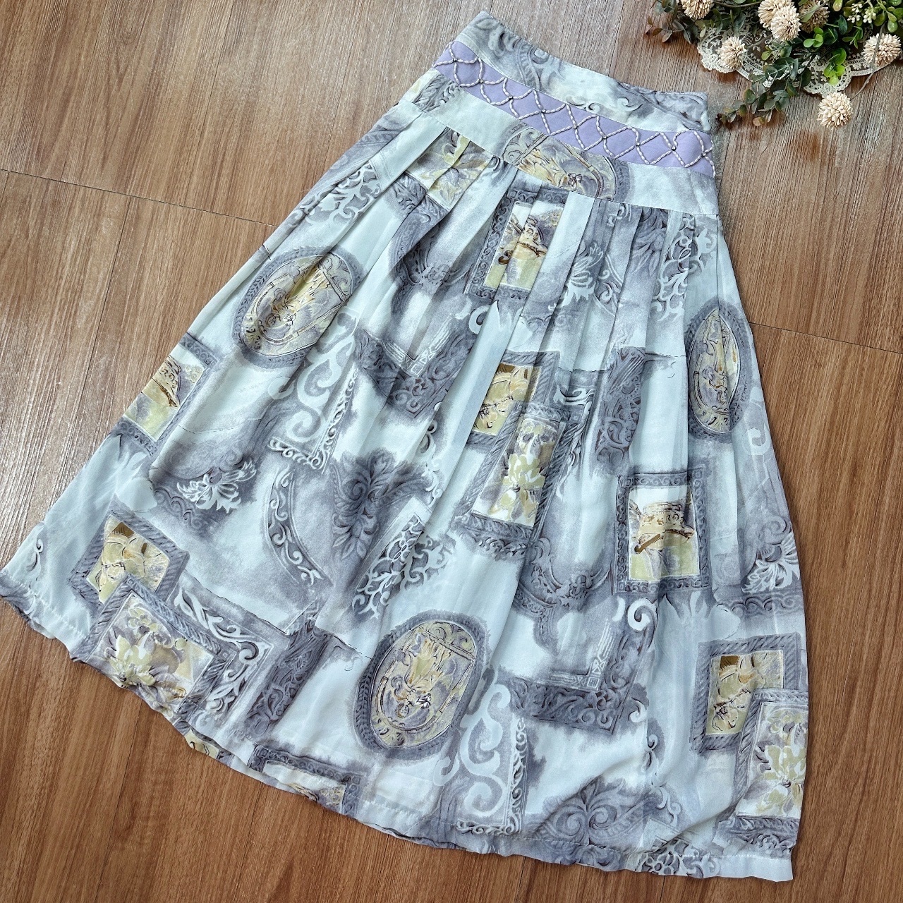 溫柔灰紫巴洛克風古着半裙