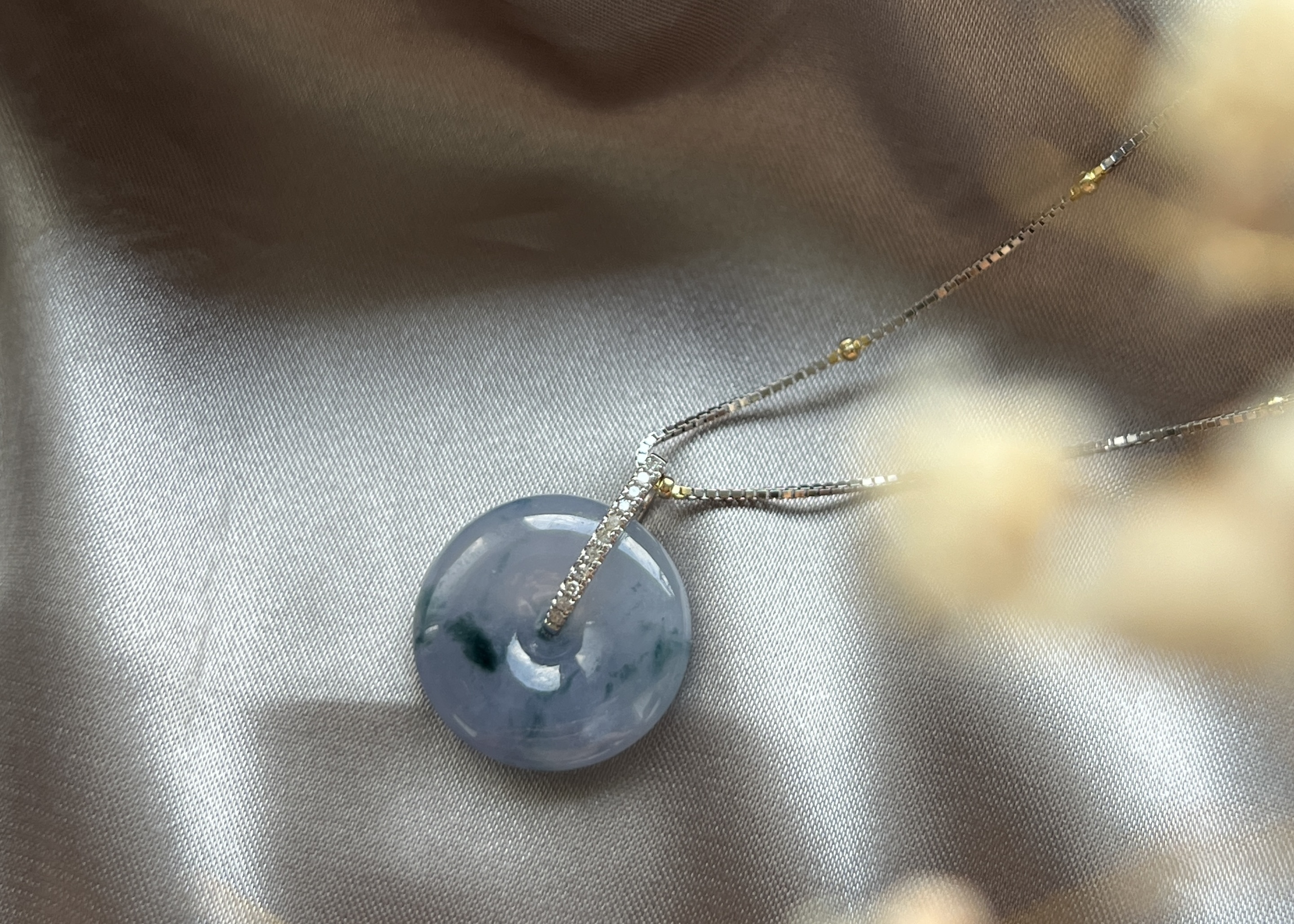 夢幻逸品-冰紫藍花平安扣18K