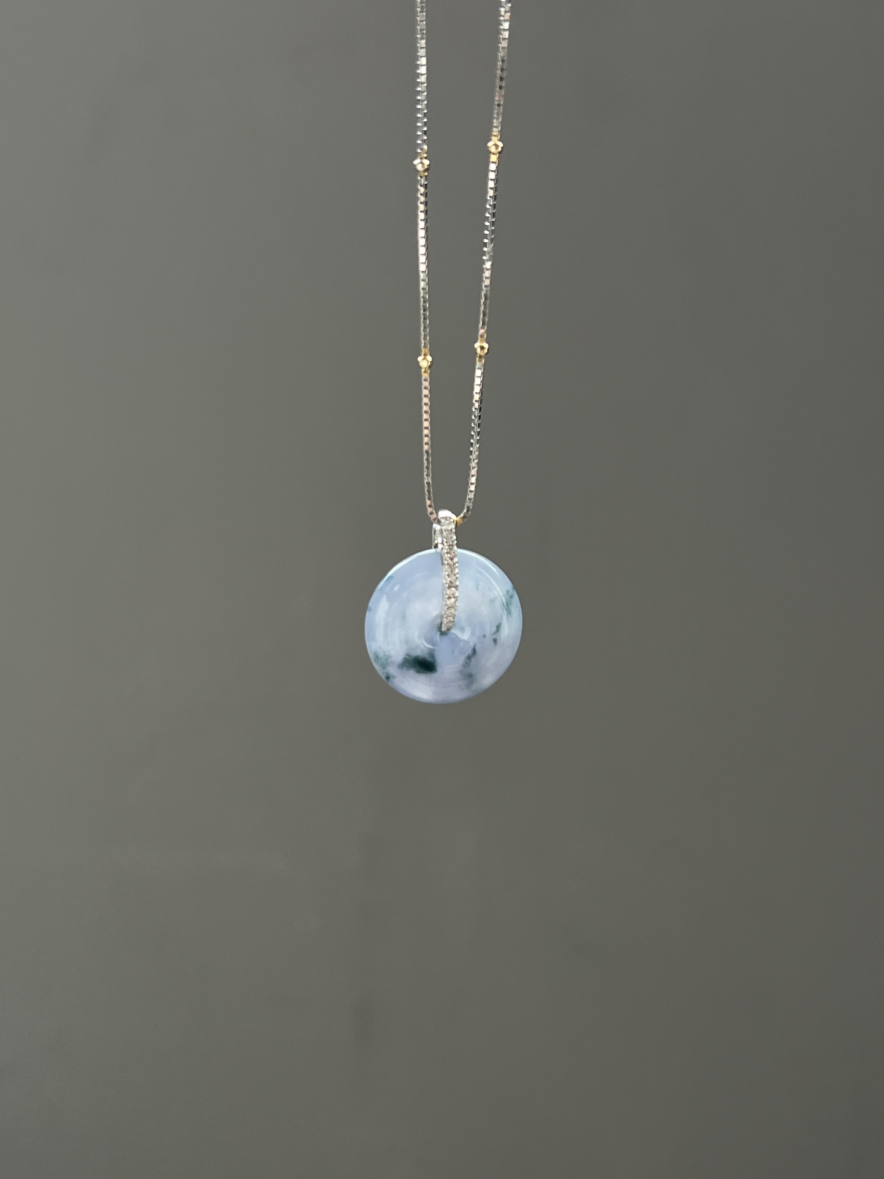 夢幻逸品-冰紫藍花平安扣18K