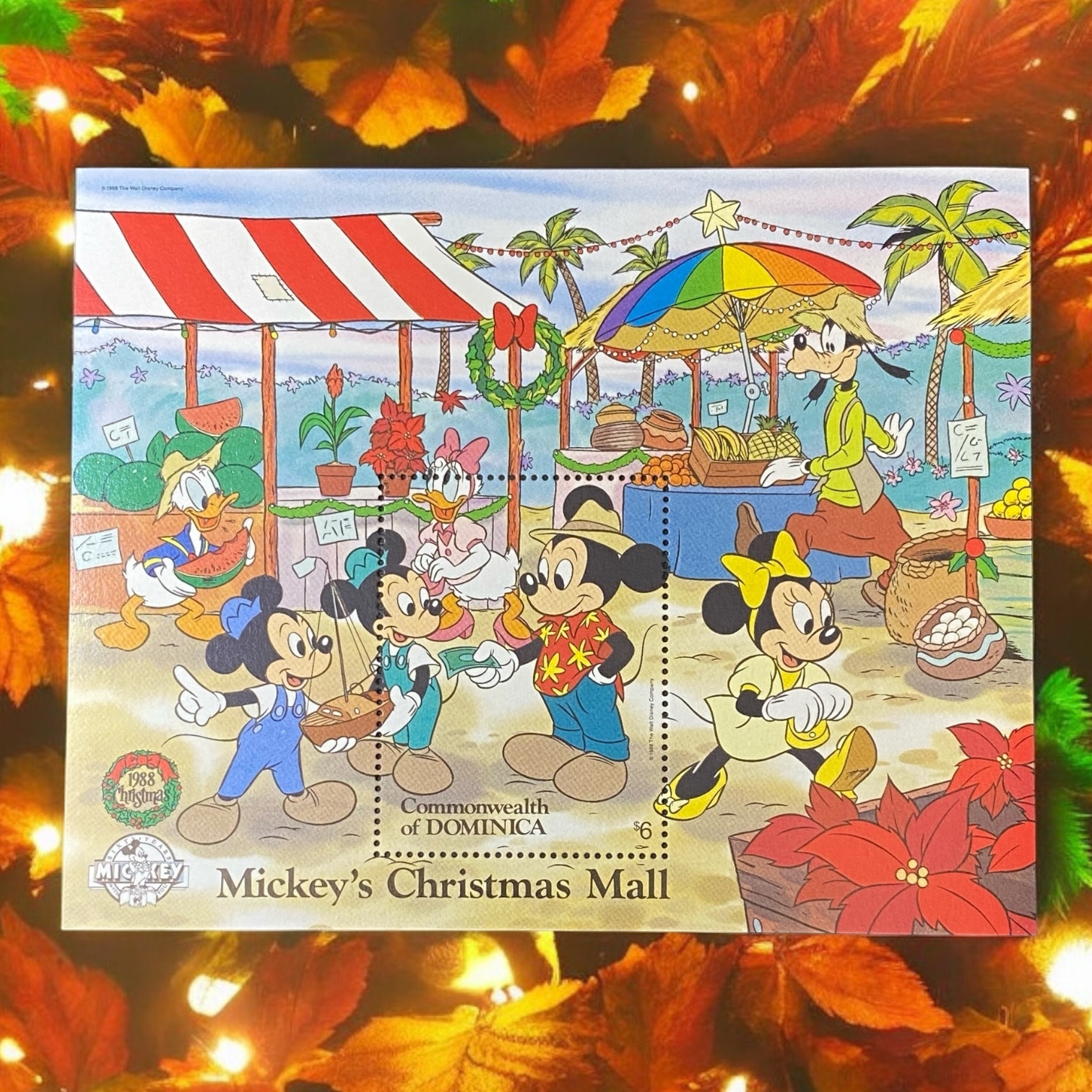 1988 Central America Dominican Republic Disney "Christmas Mall" Stamp Miniature Sheet