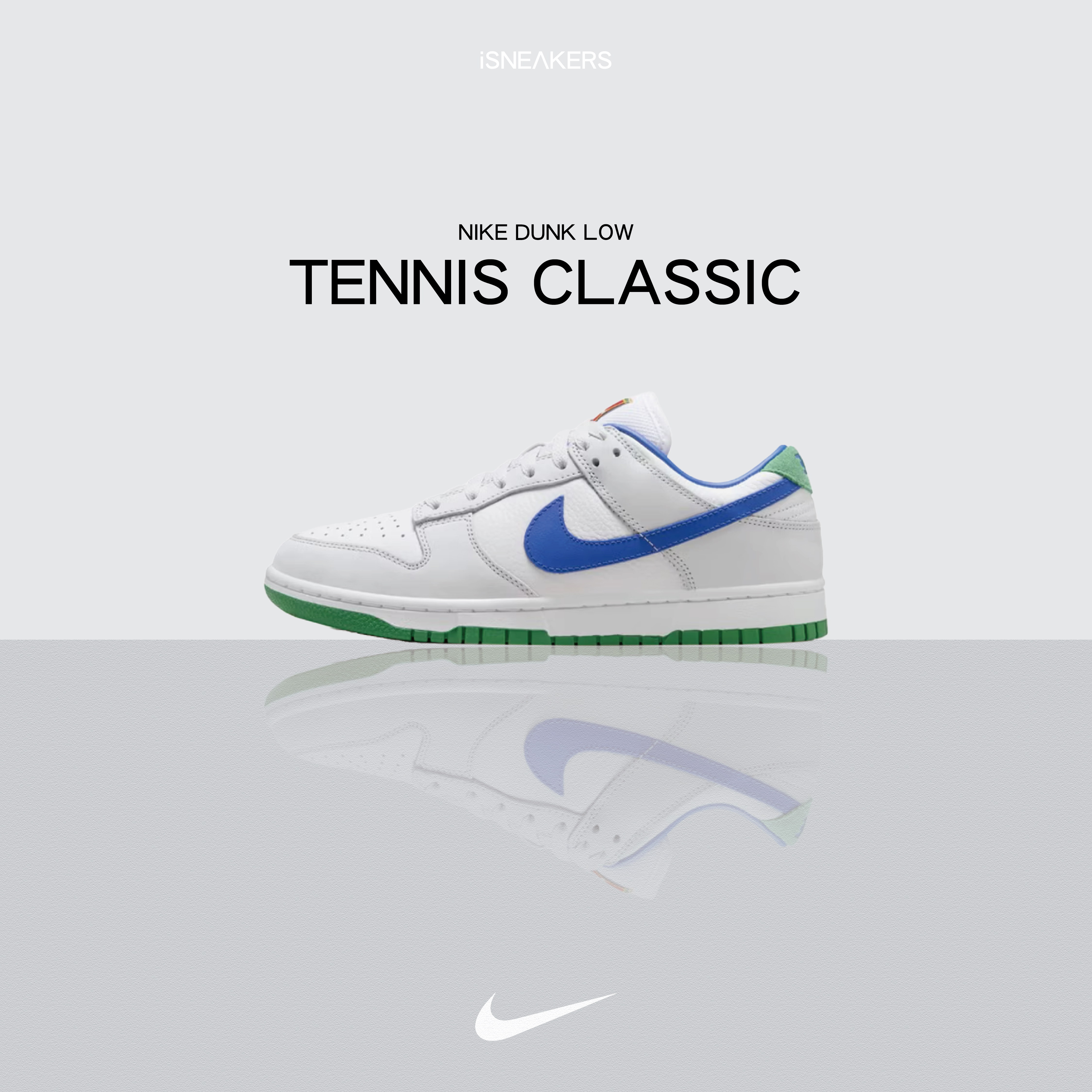 iSNEAKERS｜Nike Dunk Low "Tennis Classic" 白藍網球 FB7910-100