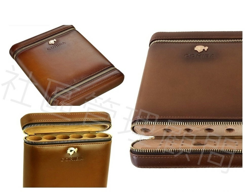 【雪茄用】旅行用便攜式 6支裝 雪茄皮套 雪茄盒 保濕盒(165mm 長/環徑60mm)