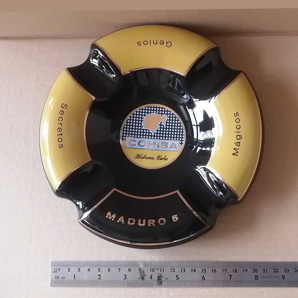 【雪茄用】骨瓷 紀念款 四槽大孔徑 雪茄專用煙灰缸 (經典/黑金)