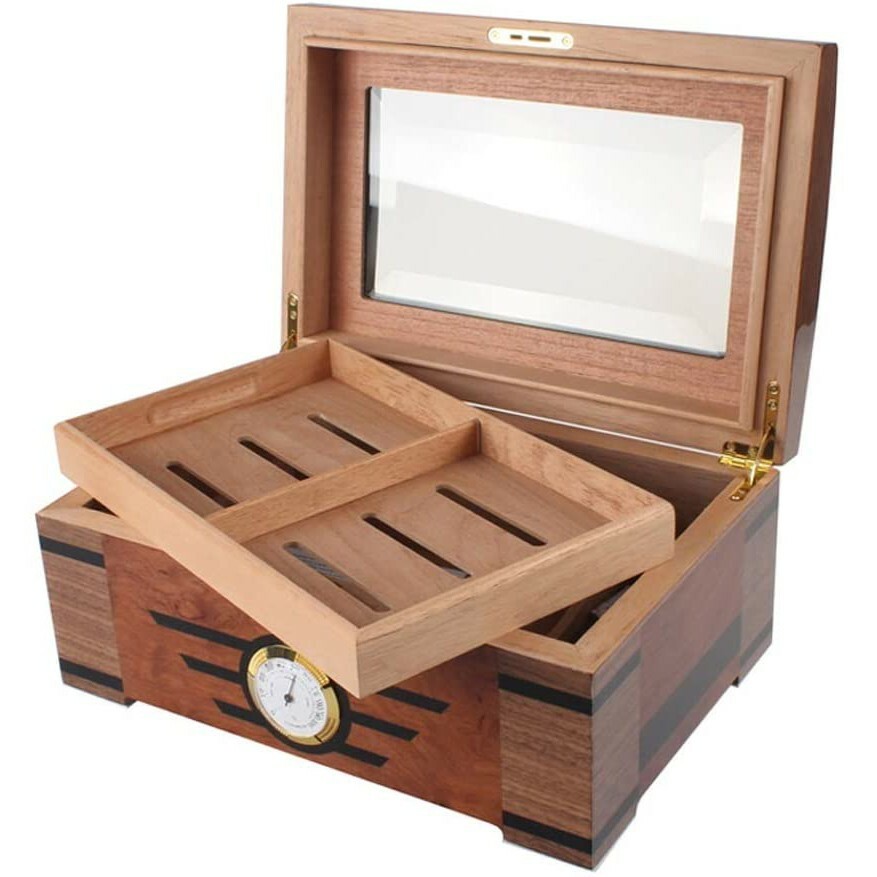 【雪茄保濕盒】特大號 鋼琴烤漆 西班牙雪松木 附雪茄保濕器/濕度計/安全鎖 #雪茄盒 #保濕盒 #請參內文