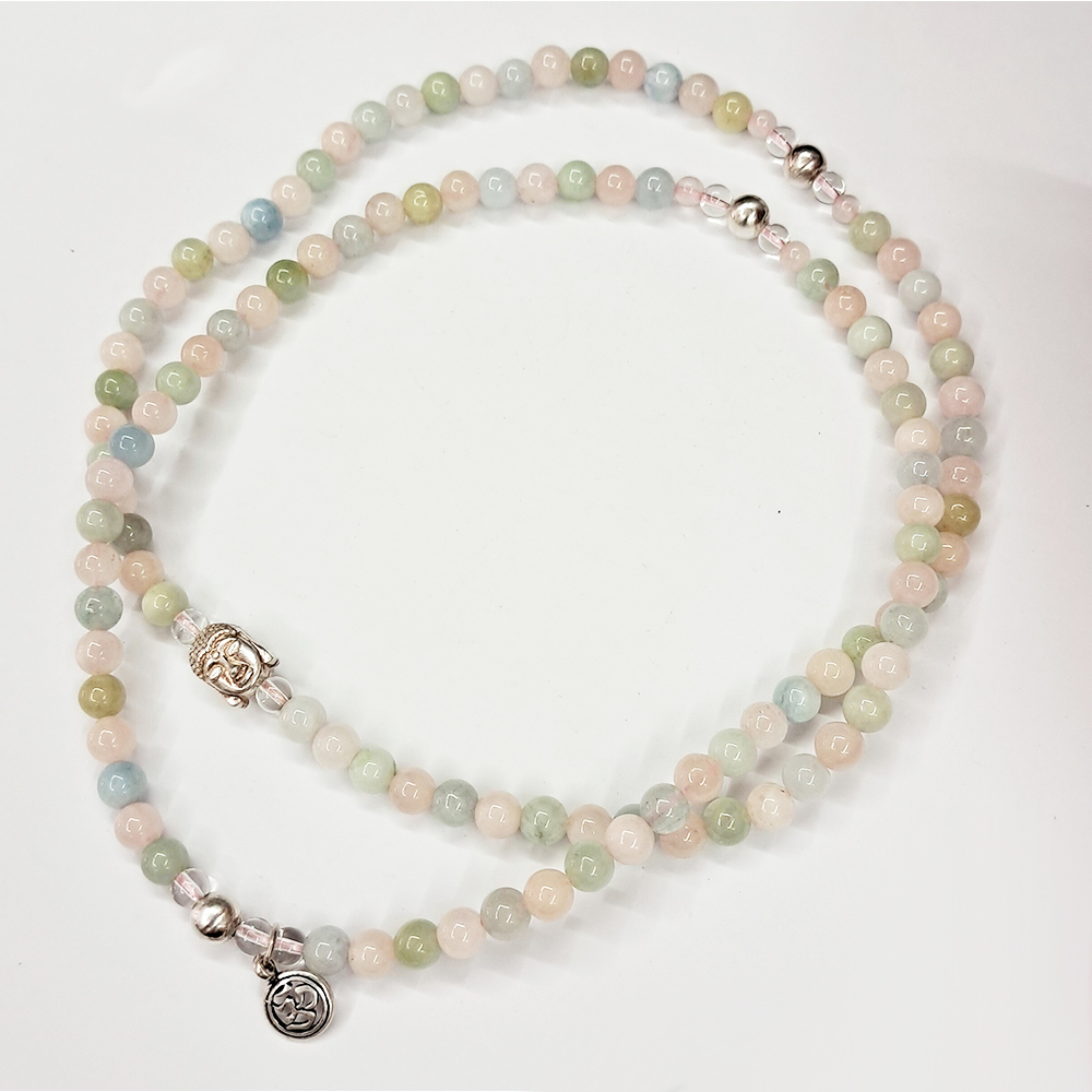 佛首 925純銀 +摩根石108念珠6mm【十方】142808