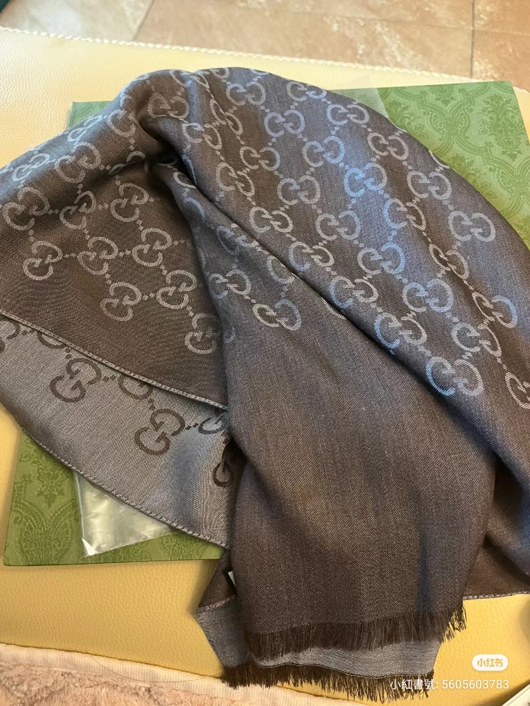 GUCCI SCARF 165904  GREY/BROWN  45X180 G004